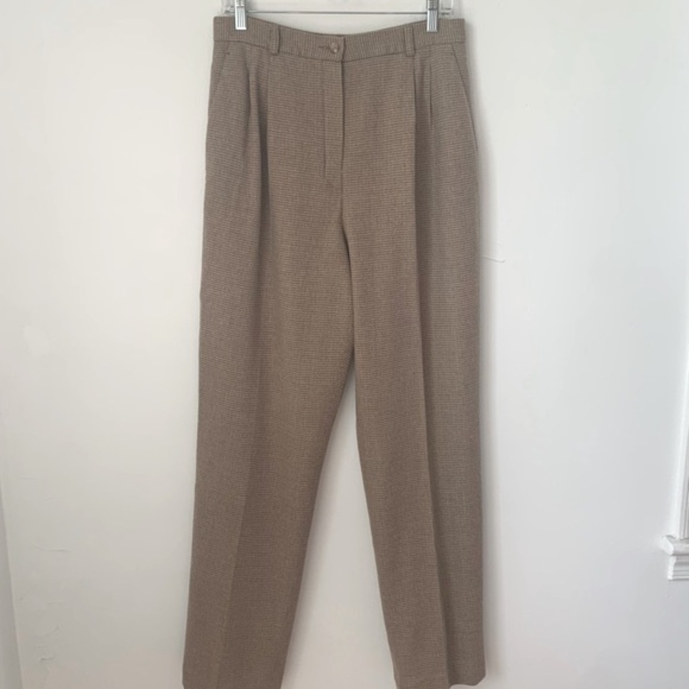 Vintage Pendleton Wool Houndstooth Camel Pants Li… - image 1